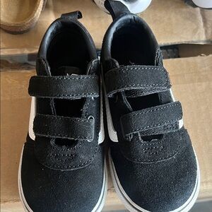 Vans Kids Black and White Velcro Sneakers